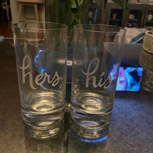 Kate Spade His and Hers Glass Tumbler set NIB - Picture 3 of 3